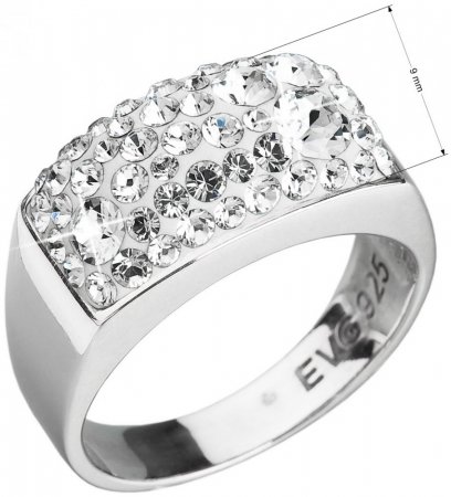 Strieborný prsteň s kryštálmi Swarovski biely 35014.1 Krystal