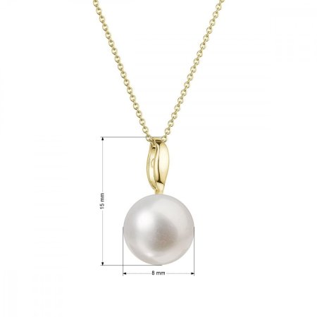 Zlatý 14 karátový náhrdelník žlté zlato s bielou riečnou perlou 92P00044