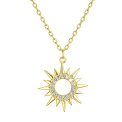 Pozlátený strieborný náhrdelník slnka so zirkónmi 12115.1