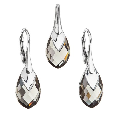 Súprava šperkov s kryštálmi Swarovski náušnice a prívesok šedá slza 39169.4 Black Diamond Lt. Chrome