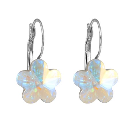 Náušnice so Swarovski Elements kvetinka AB menivá 10 mm