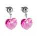 Náušnice se Swarovski Elements růžové srdíčko Rose 10 mm