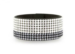 Náramok so Swarovski Elements Chic Medium BMESH9PCZJC Jet + Crystal bielo čierny