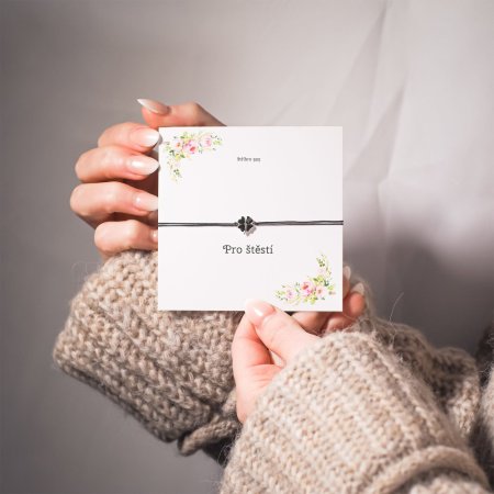 Kabbalah náramek se stříbrným čtyřlístkem 13047.3 black