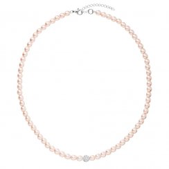 Perlový náhrdelník růžový s křišťály Preciosa 32063.3