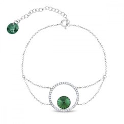 Strieborný náramok zelený so Swarovski Elements Orbita BCD1122SS39EM Emerald