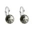 Stříbrné náušnice visací s krystaly Swarovski černé kulaté 31229.3 Black Diamond