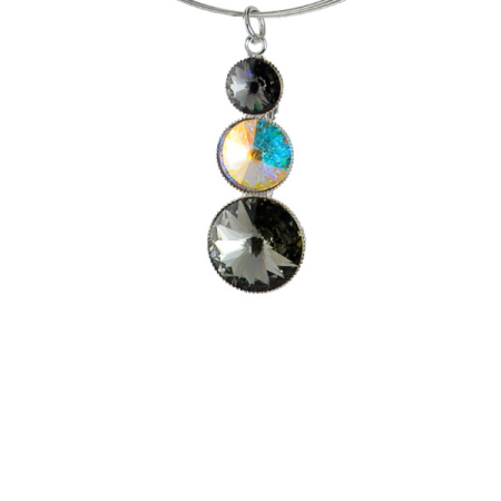 Náhrdelník šedý Rivoli se Swarovski Elements třemi kameny Antracit