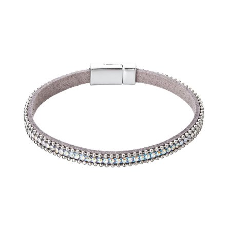 Náramek bílý textilní s krystaly 53007.1 crystal