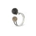 Prsteň sa Swarovski Elements gulička Hematite + Black Diamond