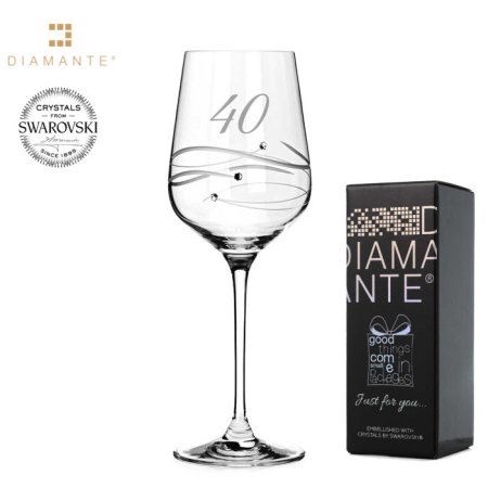 Sklenice na víno se Swarovski Elements 450 ml číslo "40"
