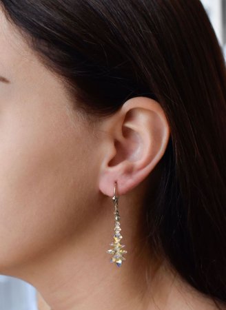 Strieborné náušnice visiace s kryštálmi Swarovski AB efekt strapec 31245.2 AB