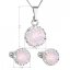 Súprava šperkov s kryštálmi Swarovski náušnice, retiazka a prívesok ružové opálové okrúhle 39352.7