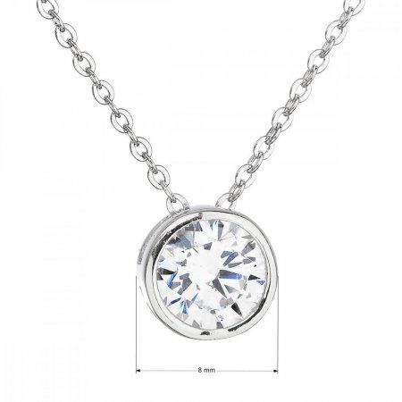 Stříbrný náhrdelník se zirkonem v bílé barvě 12017.1