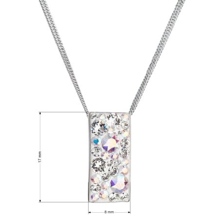 Strieborný náhrdelník so Swarovski kryštálmi dúhový obdĺžnik 32074.2 AB