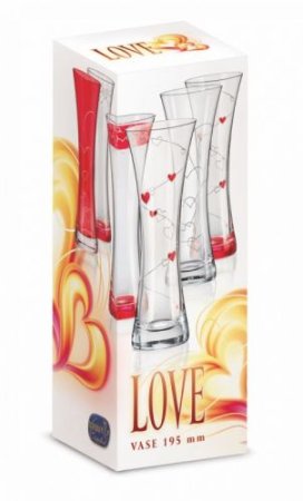 Červená skleněná váza srdce Love 19 cm
