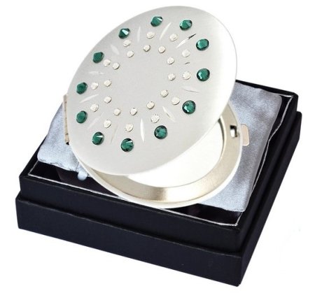 Kozmetické vreckové zrkadlo sa Swarovski Elements sun zelené EL-01.52 Emerald