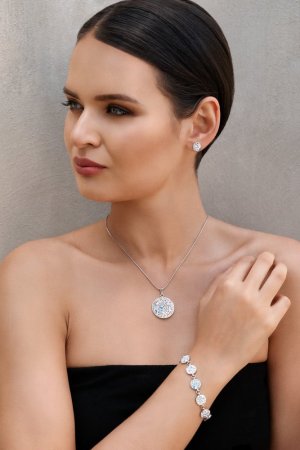 Strieborný náramok so Swarovski kryštálmi ab efekt 33048.2 AB
