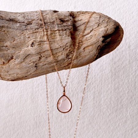 Pozlacený náhrdelník s pravým růženínem 12156.3 rose gold
