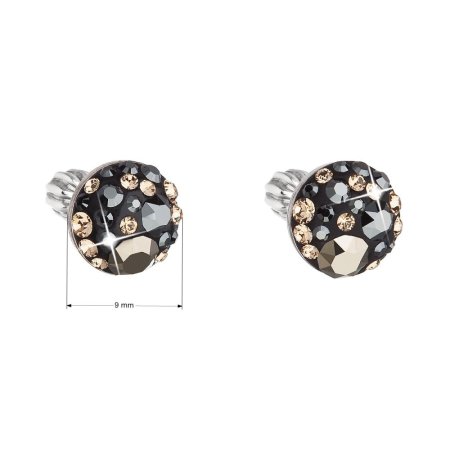 Strieborné náušnice pecka s kryštálmi Swarovski mix farieb okrúhle 31336.4 Colorado