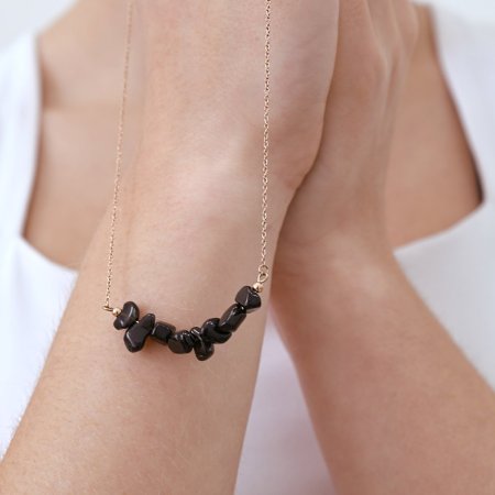 Náhrdelník s kouřovým křemenem 42037.3 ocel růžová