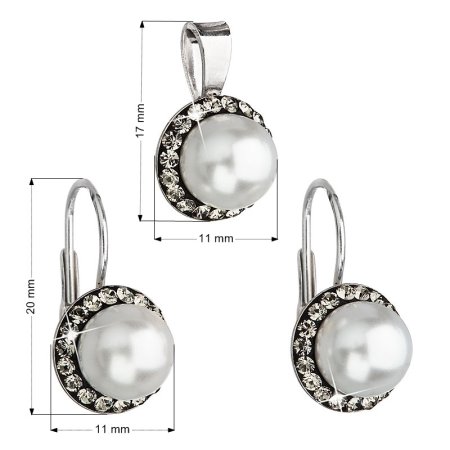 Súprava so Swarovski Elements perla 39091.3 Black diamond