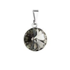 Prívesok šedý Rivoli so Swarovski Elements Black Diamond 12 mm