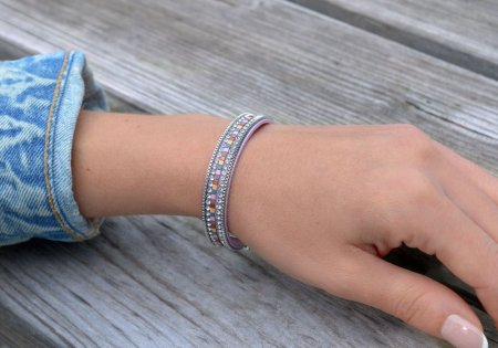 Náramek mix barev textilní 53008.3 purple