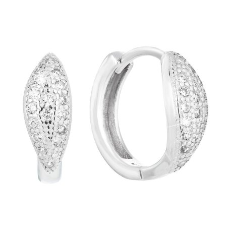 Strieborné náušnice kruhy so zirkónom v bielej farbe 11318.1