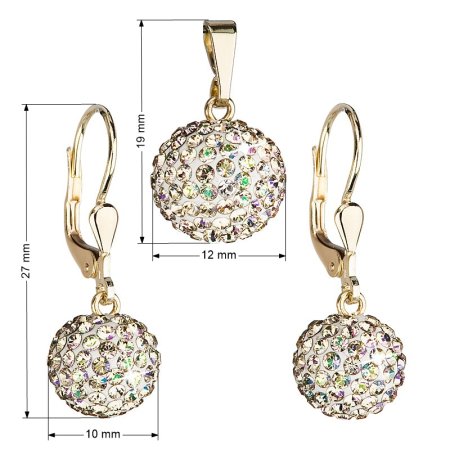 Zlatá 14 karátová sada šperků s krystaly Swarovski náušnice a přívěsek zeleno-zlatá 939072.6 Luminous Green