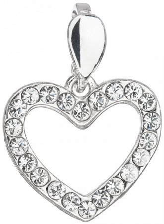 Strieborný prívesok s kryštálmi Swarovski biele srdce 34219.1 Krystal