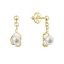Zlaté 14 karátové náušnice visiace s riečnou perlou a briliantmi 91PB00057