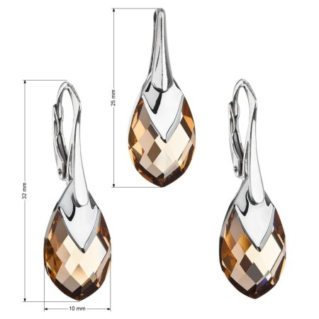 Súprava šperkov s kryštálmi Swarovski náušnice a prívesok zlatá slza 39169.4 Colorado Topaz Lt. Chrome