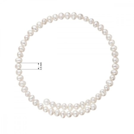 Stříbrný náramek bílé říční perličky na paměťovém drátku 23020.1
