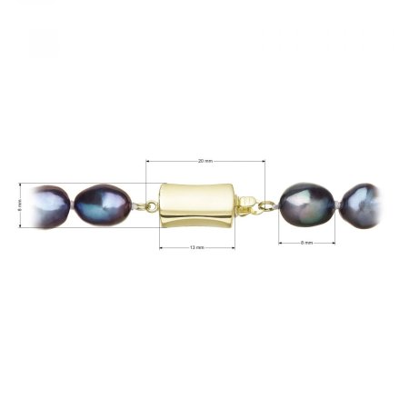 Perlový náramek z říčních perel se zapínáním ze 14 karátového zlata 923011.3/9267A peacock