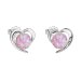 Strieborné náušnice srdca s ružovým syntetickým opálom 31259.3 Lt.rose