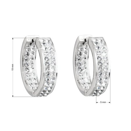 Stříbrné náušnice kruhy s krystaly Swarovski bílý kruh 31120.1 Krystal
