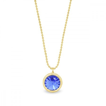 Náhrdelník modrý strieborný pozlátený so Swarovski Elements Birthday Stone NBG1122SS29SA Sapphire - September