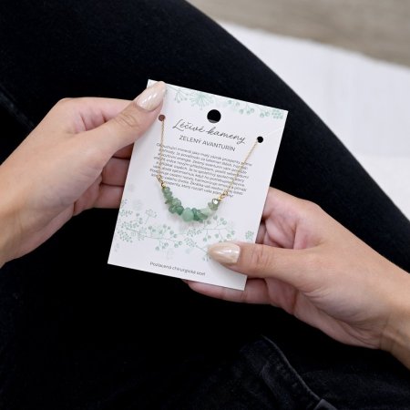 Náhrdelník s kamenem zelený avanturín 42037.3 ocel