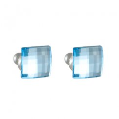 Náušnice modré se Swarovski Elements diskočtverec Aqua 8 mm