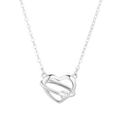 Strieborný náhrdelník srdca so srdiečkom zo zirkónu 12099.1 crystal