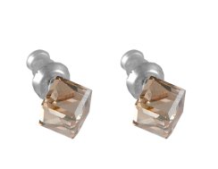 Náušnice se Swarovski Elements kostka Gold Shadow 6 mm
