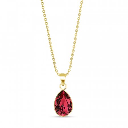 Stříbrný pozlacený náhrdelník se Swarovski Elements červená kapka Baroque NG432010SC Scarlet