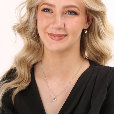 Sada šperků s krystaly Swarovski náušnice a přívěsek bílé kulaté 39140.1 Krystal