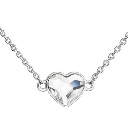 Stříbrný náhrdelník s krystalem Swarovski bílé srdce 32061.1 Krystal