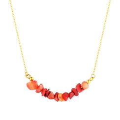 Náhrdelník s kameňom koral 42037.3 oceľ