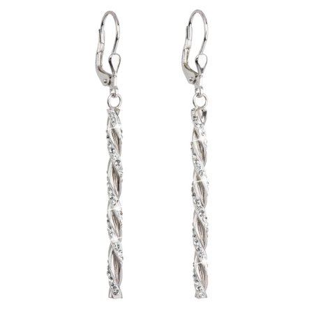 Strieborné náušnice visiace s kryštálmi Swarovski bielej 31128.1 Krystal