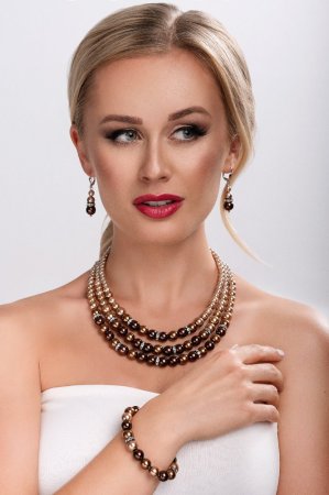 Náramek se Swarovski Elements perla hnědá 33016.3 Brown