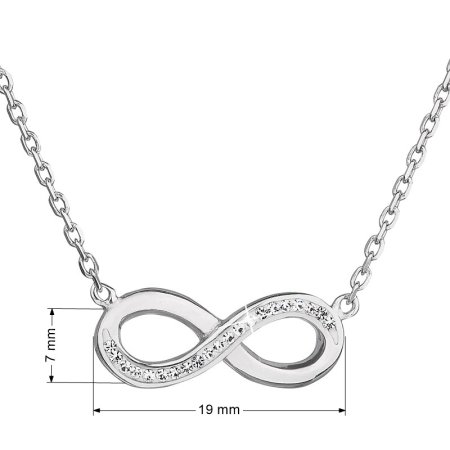 Strieborný náhrdelník s kryštálmi Swarovski biele infinity nekonečno 32023.1 Krystal