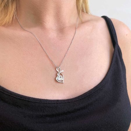 Strieborný náhrdelník so Swarovski kryštálmi srdce biele 32071.1 Krystal